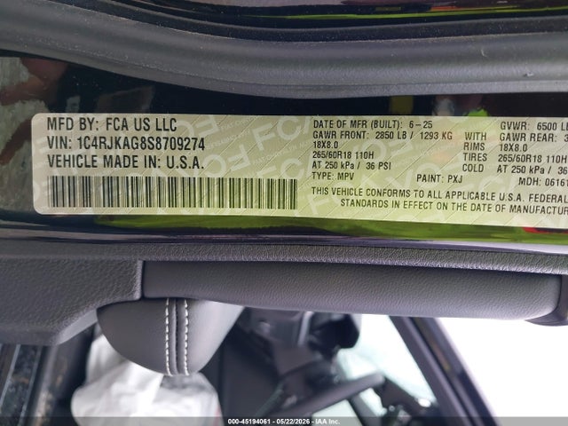 1C4RJKAG8S8709274 Jeep Grand Cherokee L Laredo X 4x4