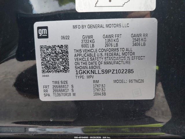 45194065 :رقم المزاد ، 1GKKNLLS9PZ102285 vin ، 2023 Gmc Acadia Awd At4 مزاد بيع