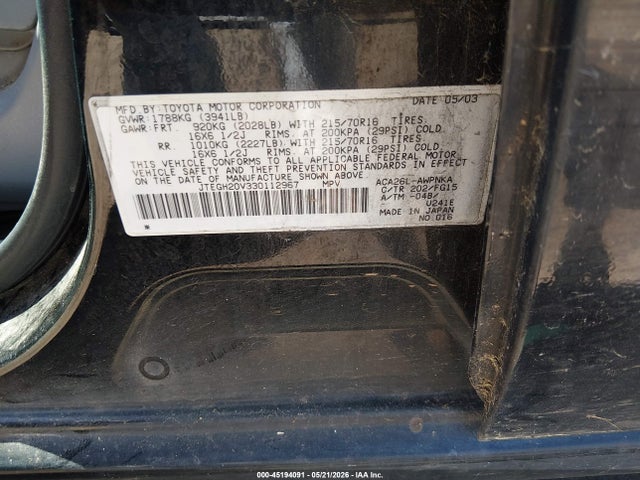 Auction sale of the 2003 Toyota Rav4, vin: JTEGH20V330112967, lot number: 45194091