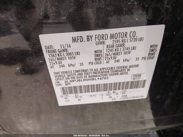 Lincoln Mkx Reserve 2017 2LMPJ8LR0HBL14763 Image 9