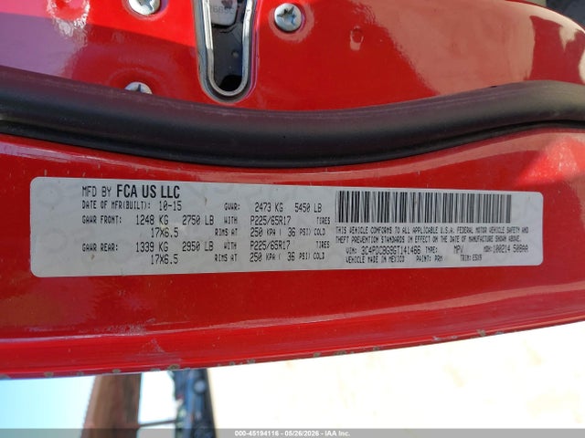 Продажа на аукционе авто 2016 Dodge Journey Sxt, vin: 3C4PDCBG9GT141466, номер лота: 45194116