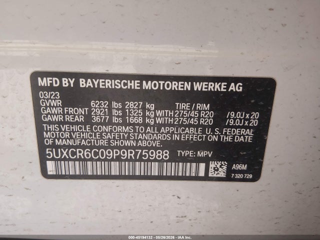 5UXCR6C09P9R75988 BMW X5 Xdrive40i