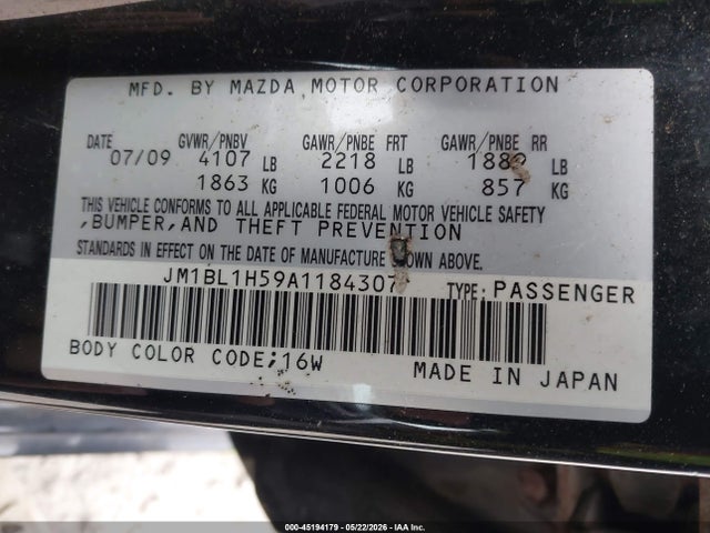 Aukcja sprzedaży 2010 Mazda Mazda3 S Grand Touring, vin: JM1BL1H59A1184307, numer aukcji: 45194179