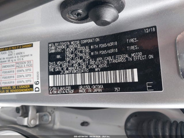 JTJBM7FX8K5224193 Lexus Gx 460 Premium
