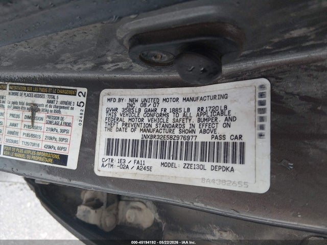Aukcja sprzedaży 2008 Toyota Corolla Ce, vin: 1NXBR32E58Z976977, numer aukcji: 45194192