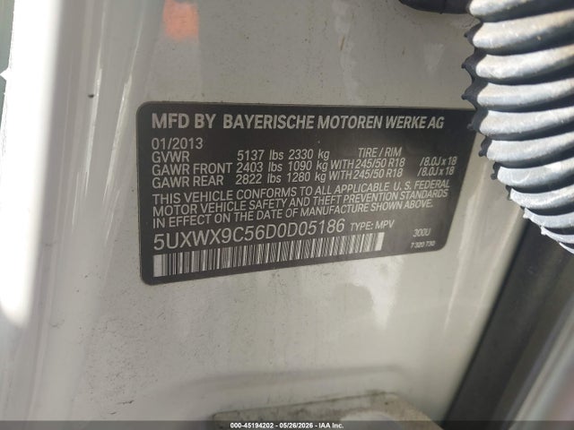 2013 Bmw X3 Xdrive28i მანქანა იყიდება აუქციონზე, vin: 5UXWX9C56D0D05186, აუქციონის ნომერი: 45194202