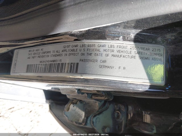 45194210 :رقم المزاد ، WAUAA24BXWN083115 vin ، 1998 Audi A6 مزاد بيع