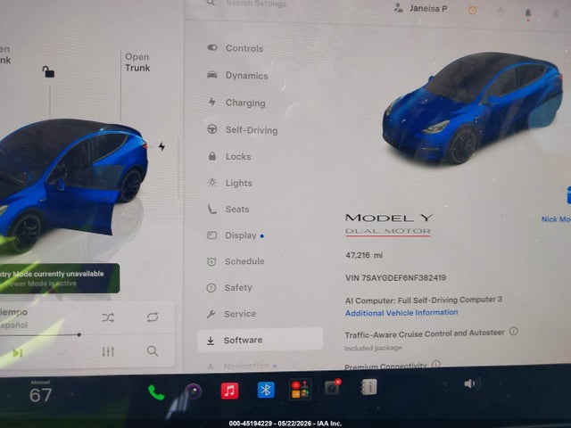 Продаж на аукціоні авто 2022 Tesla Model Y Performance Dual Motor All-wheel Drive, vin: 7SAYGDEF6NF382419, номер лоту: 45194229