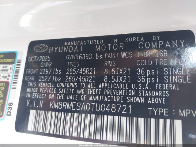 Hyundai Palisade Hev Calligraphy 2026 KM8RMESA0TU048721 Image 9
