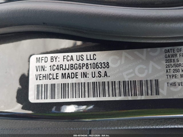 1C4RJJBG6P8106338 Jeep Grand Cherokee L Limited 4x2