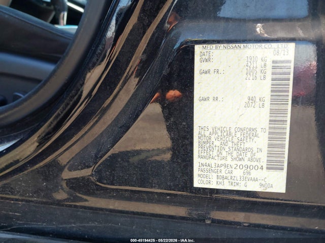 Продаж на аукціоні авто 2014 Nissan Altima 2.5 S, vin: 1N4AL3AP9EN209004, номер лоту: 45194425