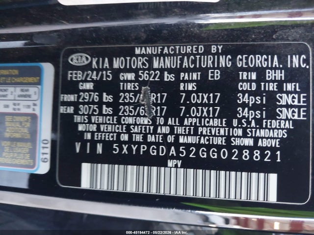 KIA Sorento 3.3l Lx 2016 5XYPGDA52GG028821 Image 9