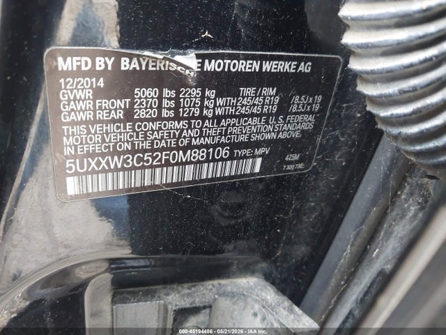 Aukcja sprzedaży 2015 Bmw X4 Xdrive28i, vin: 5UXXW3C52F0M88106, numer aukcji: 45194486