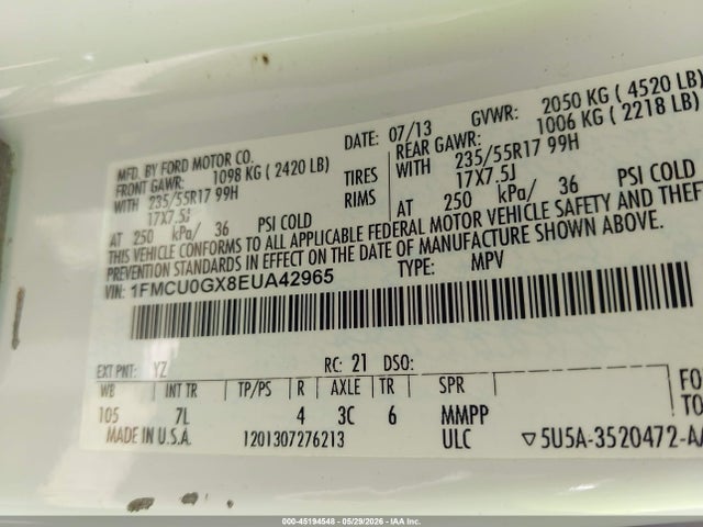 Продажа на аукционе авто 2014 Ford Escape Se, vin: 1FMCU0GX8EUA42965, номер лота: 45194548