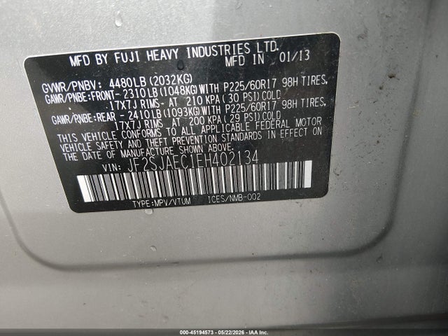 Subaru Forester 2.5i Premium 2014 JF2SJAEC1EH402134 Image 9