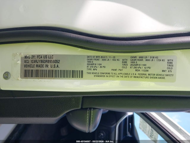 Aukcja sprzedaży 2024 Jeep Grand Cherokee 4xe, vin: 1C4RJYB63R8958052, numer aukcji: 45194587