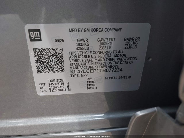 45194633 :رقم المزاد ، KL47LCEP1TB077234 vin ، 2026 Buick Envista Avenir Fwd مزاد بيع