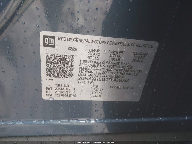 3GNAXHEG4TL426633 Chevrolet Equinox Fwd Lt