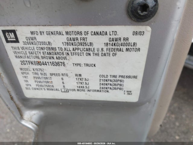 Продажа на аукционе авто 2004 Gmc Sierra 1500 Denali, vin: 2GTFK69U441163676, номер лота: 45194692