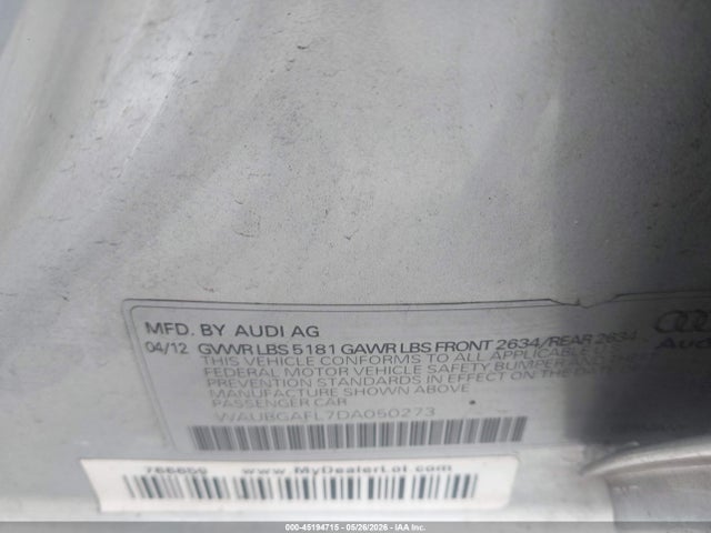 Aukcja sprzedaży 2013 Audi S4 3.0t Premium Plus, vin: WAUBGAFL7DA050273, numer aukcji: 45194715