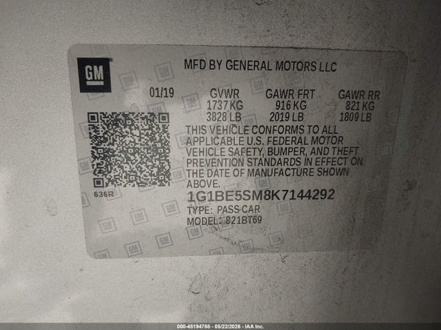 1G1BE5SM8K7144292 Chevrolet CRUZE LT