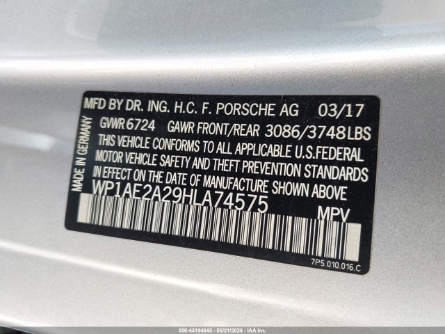 Продажа на аукционе авто 2017 Porsche Cayenne E-hybrid S Platinum Edition, vin: WP1AE2A29HLA74575, номер лота: 45194845