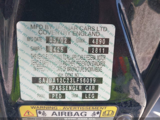 Aukcja sprzedaży 2003 Jaguar Xj Sport, vin: SAJDA12C23LF56099, numer aukcji: 45194853