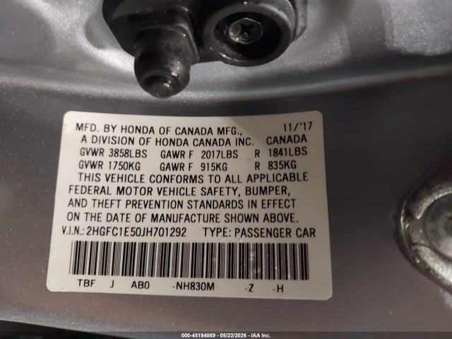 Honda CIVIC SI 2018 2HGFC1E50JH701292 Image 9
