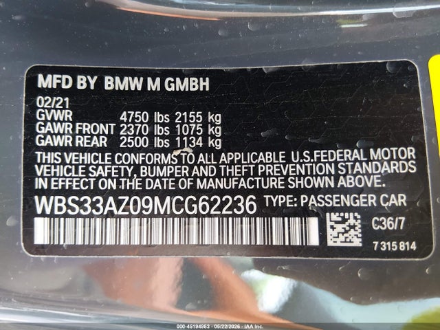 WBS33AZ09MCG62236 BMW M4 Competition