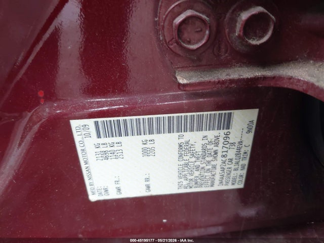 Aukcja sprzedaży 2010 Nissan Maxima 3.5 S, vin: 1N4AA5AP2AC817096, numer aukcji: 45195177