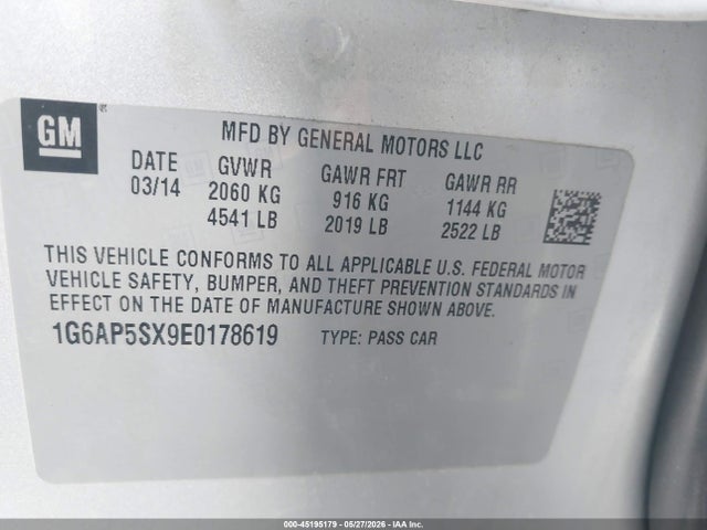 Cadillac Cts Standard 2014 1G6AP5SX9E0178619 Image 9
