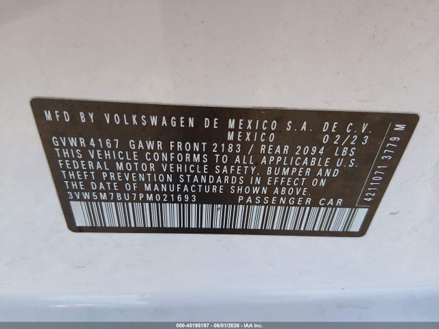3VW5M7BU7PM021693 Volkswagen Jetta 1.5t S