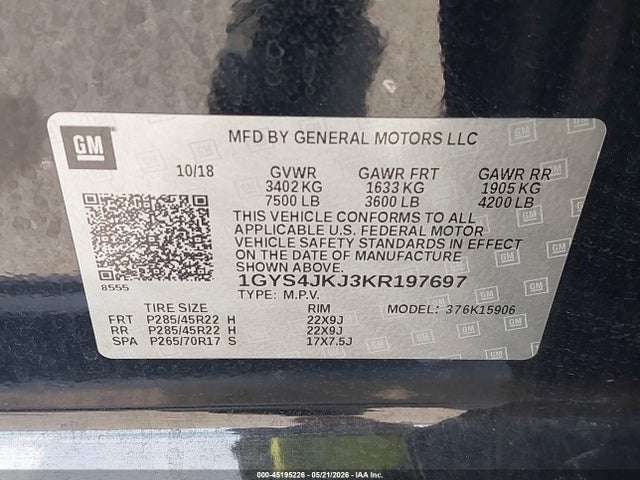 Aukcja sprzedaży 2019 Cadillac Escalade Esv Premium Luxury, vin: 1GYS4JKJ3KR197697, numer aukcji: 45195226