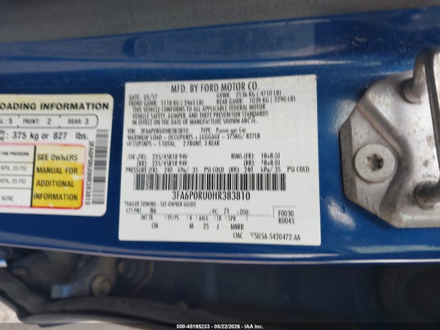 Ford Fusion Hybrid Titanium 2017 3FA6P0RU0HR383810 Image 9