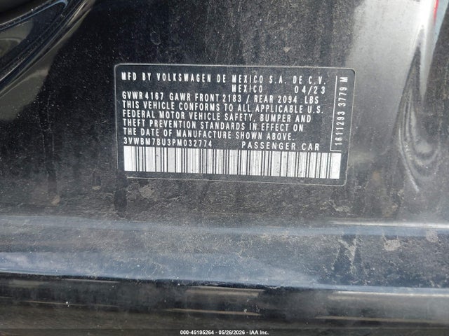 Продаж на аукціоні авто 2023 Volkswagen Jetta 1.5t Sport, vin: 3VWBM7BU3PM032774, номер лоту: 45195264
