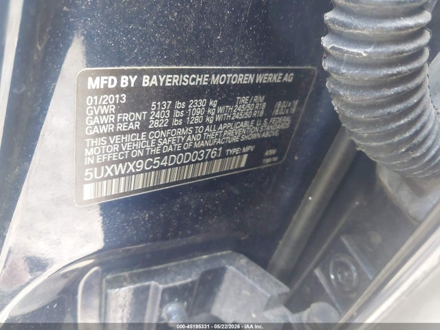 2013 Bmw X3 Xdrive28i მანქანა იყიდება აუქციონზე, vin: 5UXWX9C54D0D03761, აუქციონის ნომერი: 45195331