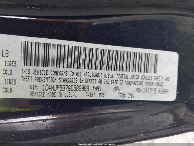 45195367 :رقم المزاد ، 1C4NJPBB7GD582983 vin ، 2016 Jeep Patriot Sport مزاد بيع
