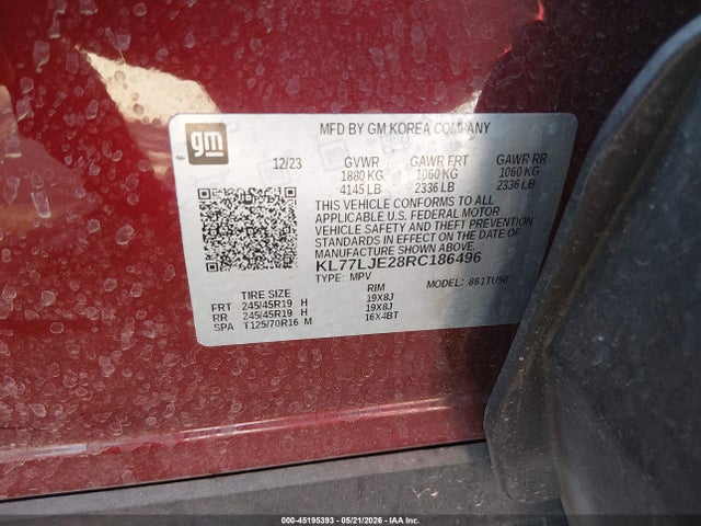 KL77LJE28RC186496 Chevrolet Trax Fwd 2rs