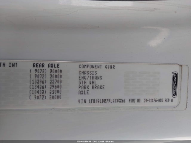 Продажа на аукционе авто 2009 Freightliner Cascadia 125, vin: 1FUJGLDR79LAC0856, номер лота: 45195481