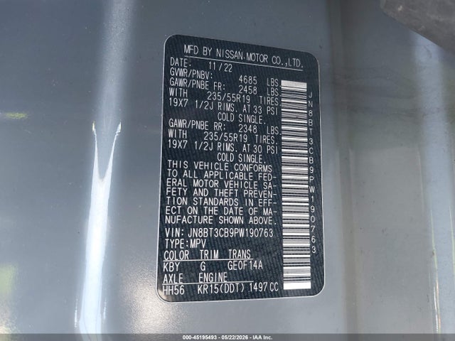 2023 Nissan Rogue Sl Intelligent Awd მანქანა იყიდება აუქციონზე, vin: JN8BT3CB9PW190763, აუქციონის ნომერი: 45195493