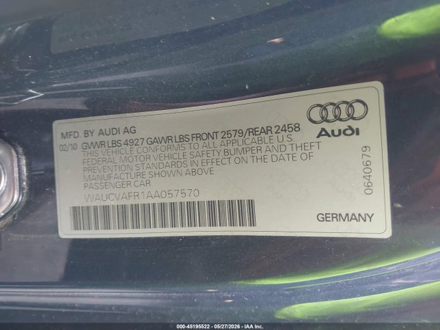 Aukcja sprzedaży 2010 Audi S5 4.2 Premium Plus, vin: WAUCVAFR1AA057570, numer aukcji: 45195522