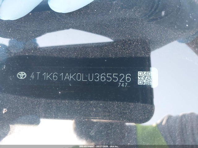 2020 Toyota Camry Xse მანქანა იყიდება აუქციონზე, vin: 4T1K61AK0LU365526, აუქციონის ნომერი: 45195647
