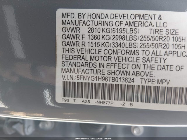 Honda Pilot Black Edition 2026 5FNYG1H96TB013624 Image 9