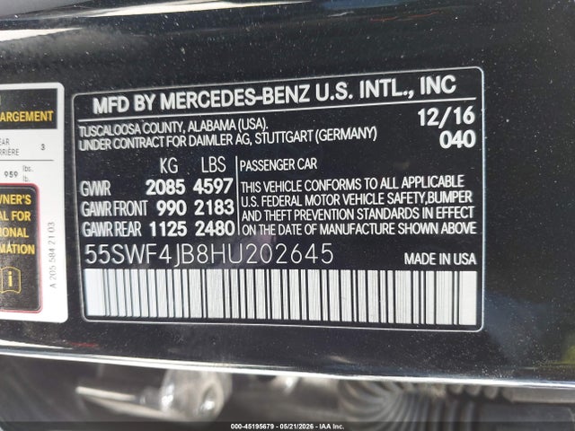 55SWF4JB8HU202645 Mercedes-Benz C 300 Sport