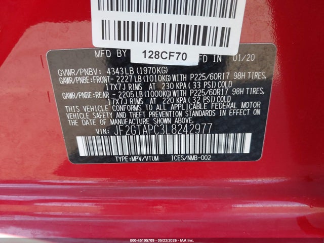Продажа на аукционе авто 2020 Subaru Crosstrek Premium, vin: JF2GTAPC3L8242977, номер лота: 45195709