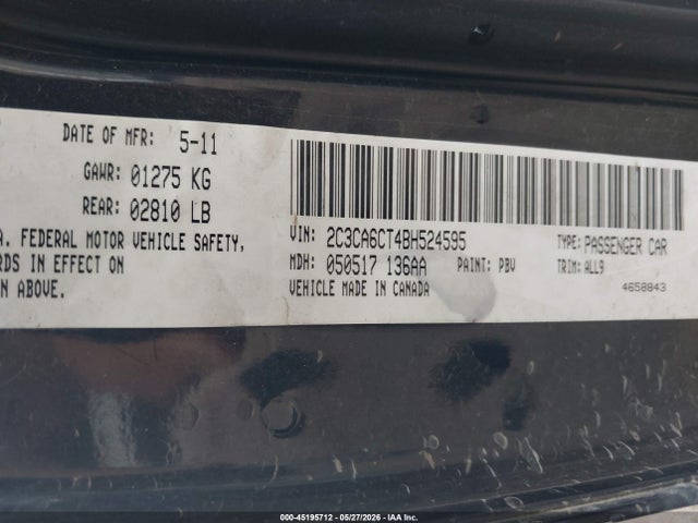 Продажа на аукционе авто 2011 Chrysler 300c, vin: 2C3CA6CT4BH524595, номер лота: 45195712