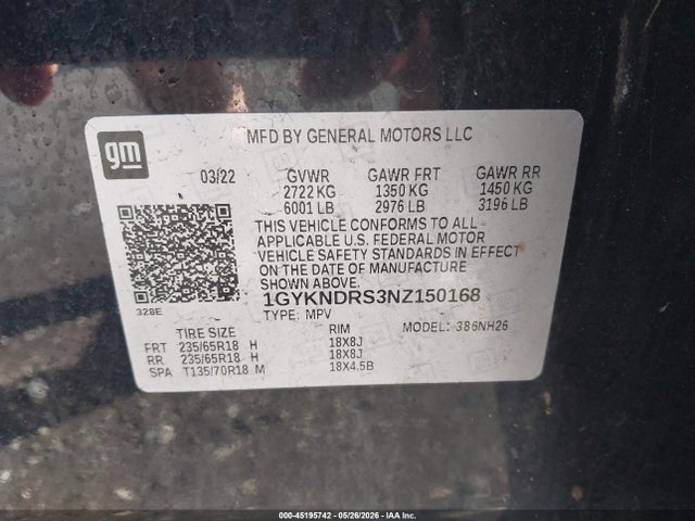 Aukcja sprzedaży 2022 Cadillac Xt5 Awd Premium Luxury, vin: 1GYKNDRS3NZ150168, numer aukcji: 45195742