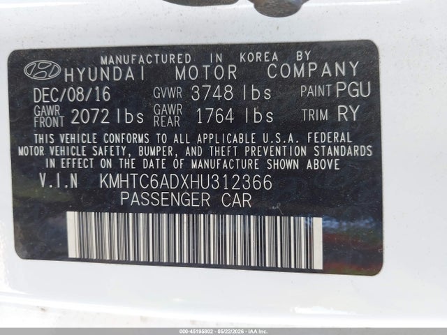 Hyundai Veloster Value Edition 2017 KMHTC6ADXHU312366 Image 9