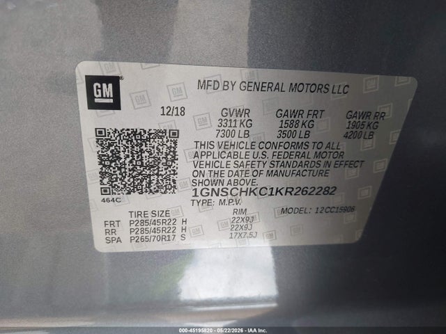 Chevrolet Suburban Lt 2019 1GNSCHKC1KR262282 Image 9