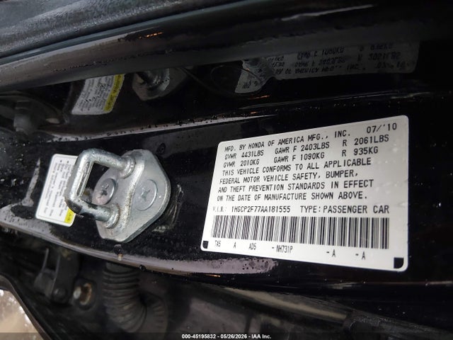Продажа на аукционе авто 2010 Honda Accord 2.4 Ex, vin: 1HGCP2F77AA181555, номер лота: 45195832